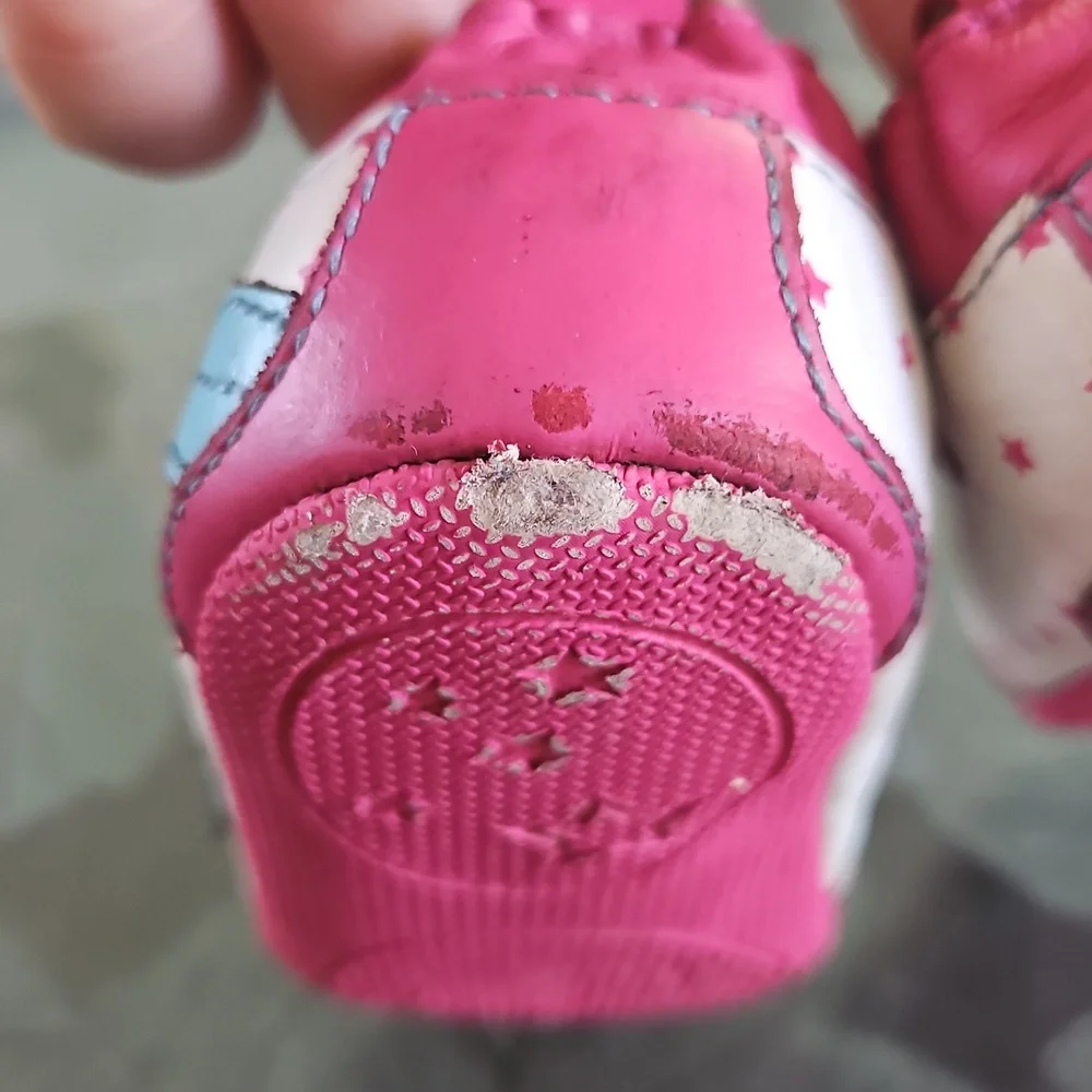 Robeez Pink & White Star Trim Baby Walker Shoes